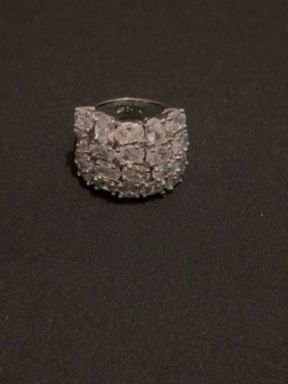 Silver Cubic Zirconia Cluster Statement Ring - Silver